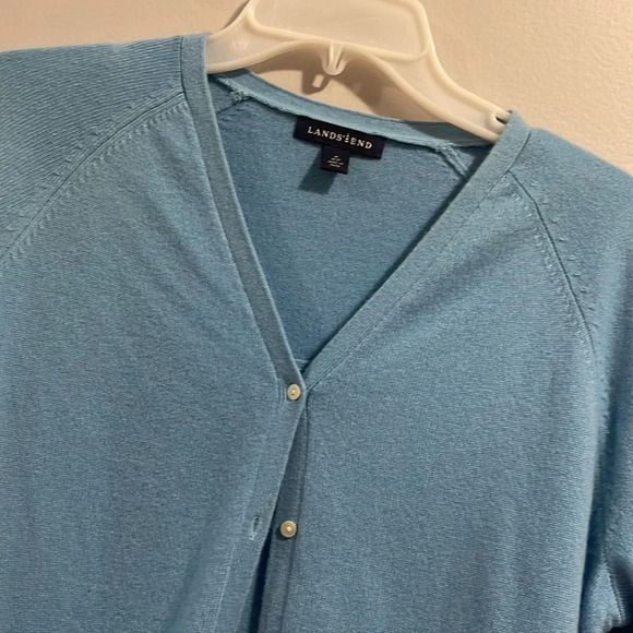 Lands End 2 Piece Baby Blue Tank Top and Open Cardigan Set - Picture 3 of 8